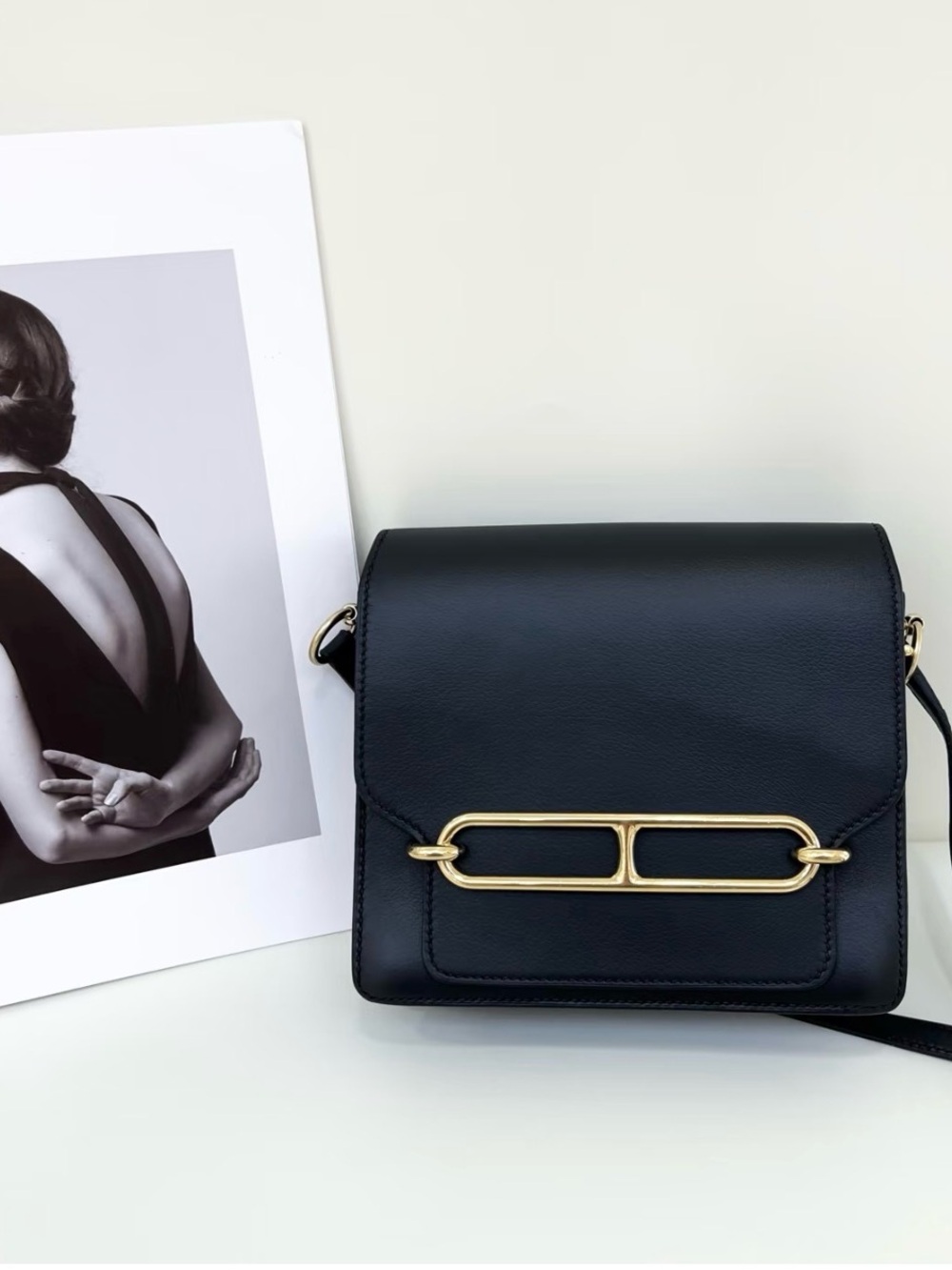 Hermes Black Mini Roulis 18 Shoulder Bag